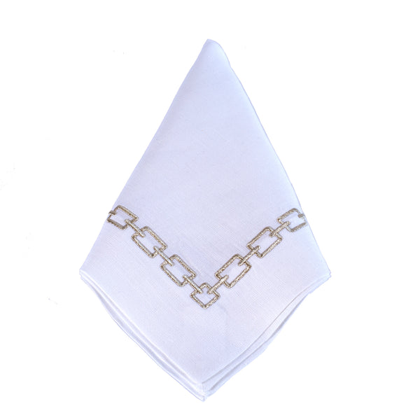 Silver Links White Linen Napkin by Julian Mejia