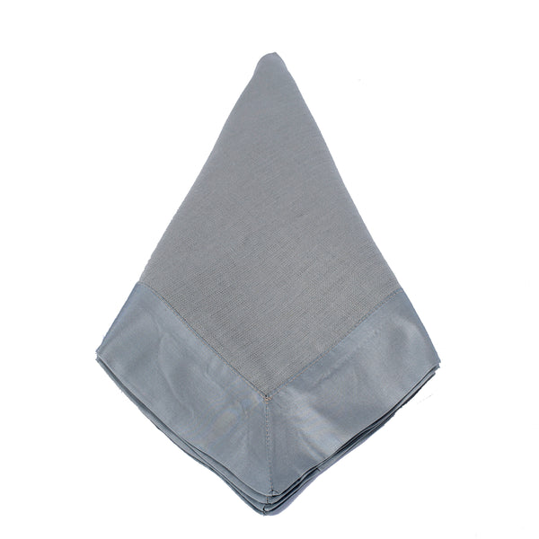 Silver Linen Napkin with Tafetta Wide Band