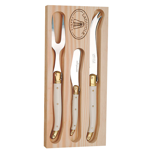 Laguiole Jean Dubost 3 Piece Cheese Set - Ivory