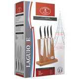 Jean Dubost 4 Piece Kitchen Knife Set with Black Handles on Magnetic Block