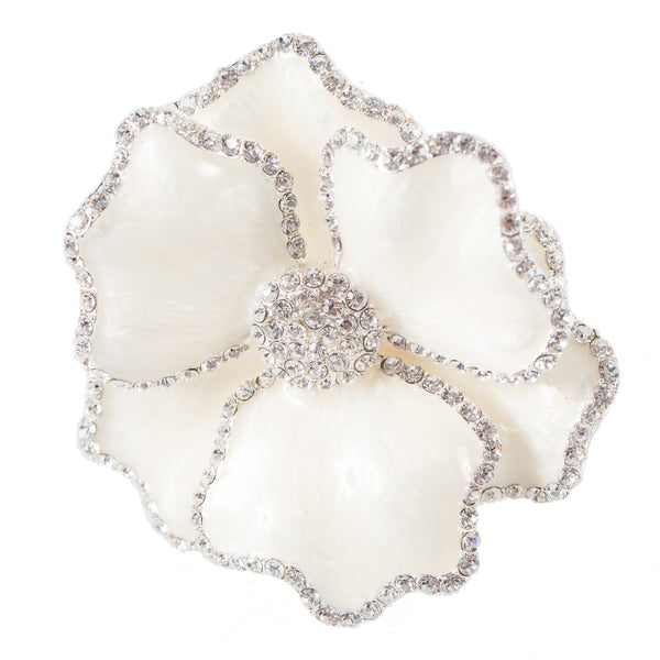White Pearlized Flower Napkin Rings by Nomi K., Set of Four