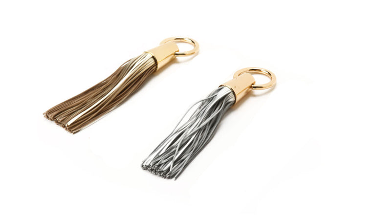 Silver Leather Tassel Napkin Rings by Julian Mejia
